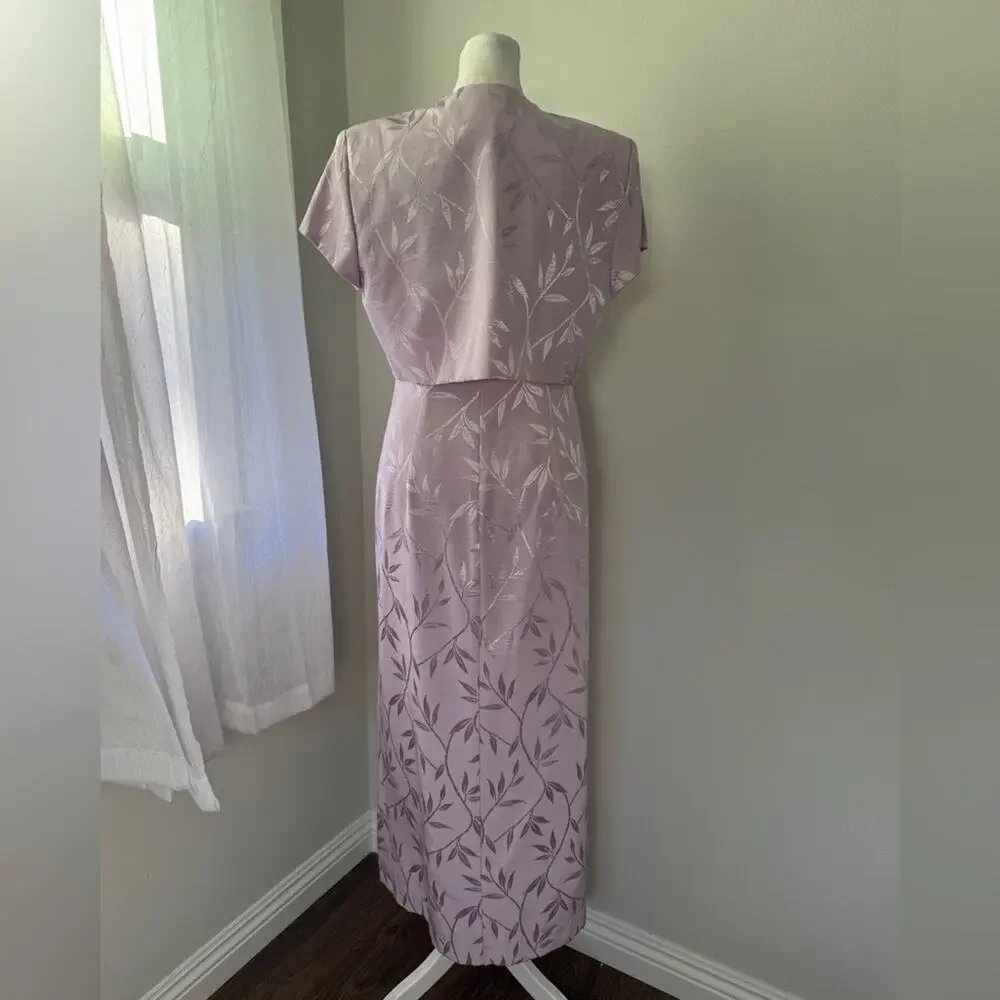 Vintage ‘90s J.R. Nites by Caliendo Lilac Short Sleeve Jacket + Maxi Dress Set